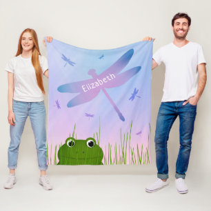 Cartoon Frosch pinkeln durch Grasdrachenfliegen Fleecedecke