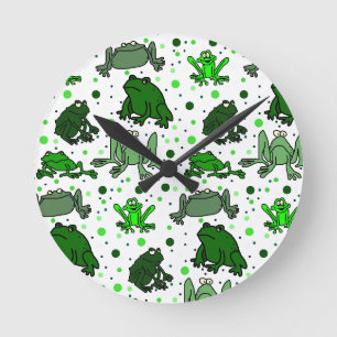 Cartoon-Froschsäulenhalterung Runde Wanduhr