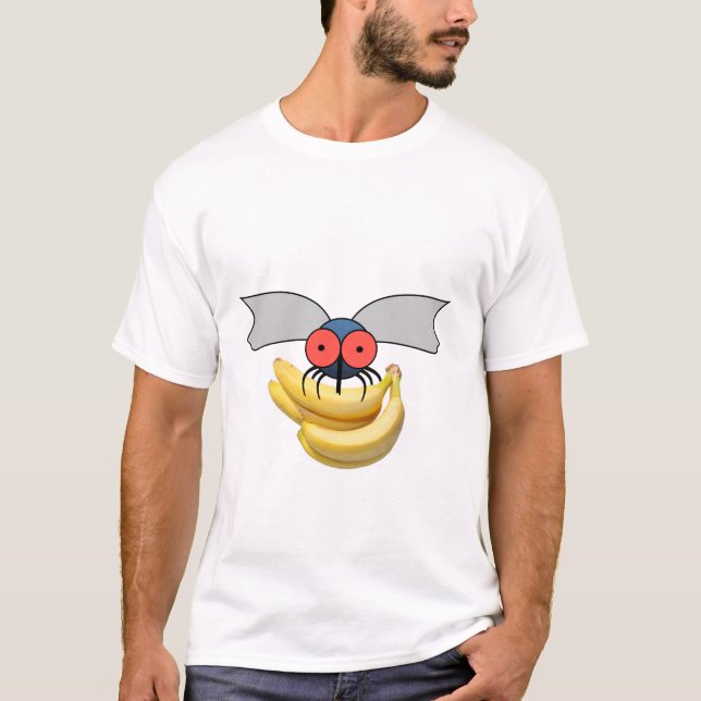 Cartoon Fruit fliegen mit einem Haufen Bananen. T-Shirt (Vorderseite)