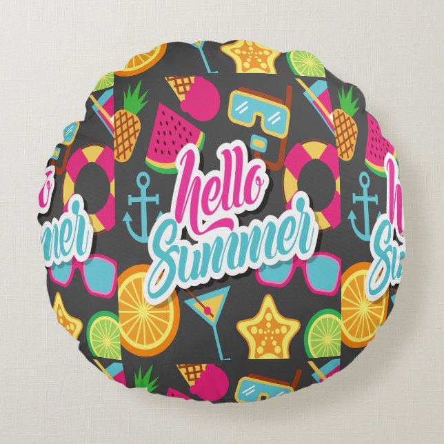 Cartoon Fruits Rundes Kissen (Vorderseite)