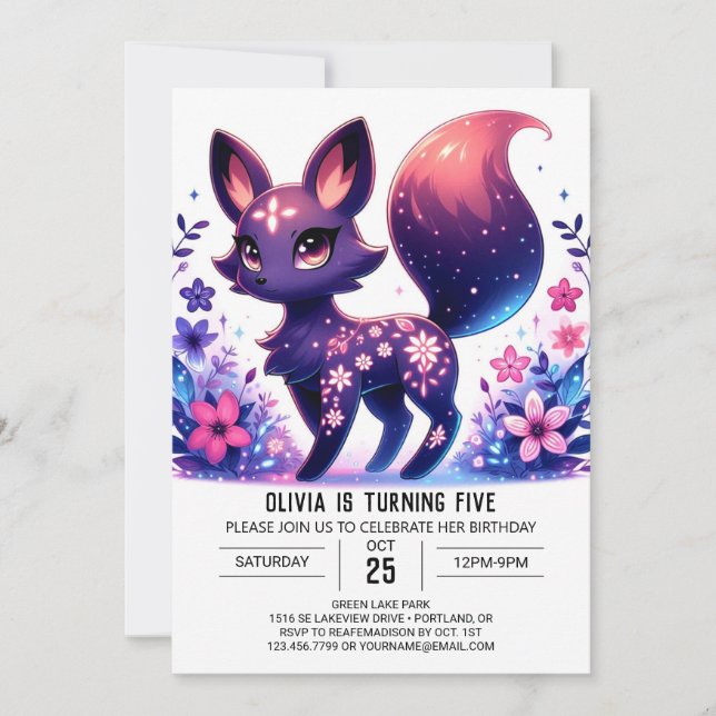 Cartoon Fun Fox Digitaler Geburtstag Einladung (Vorderseite)