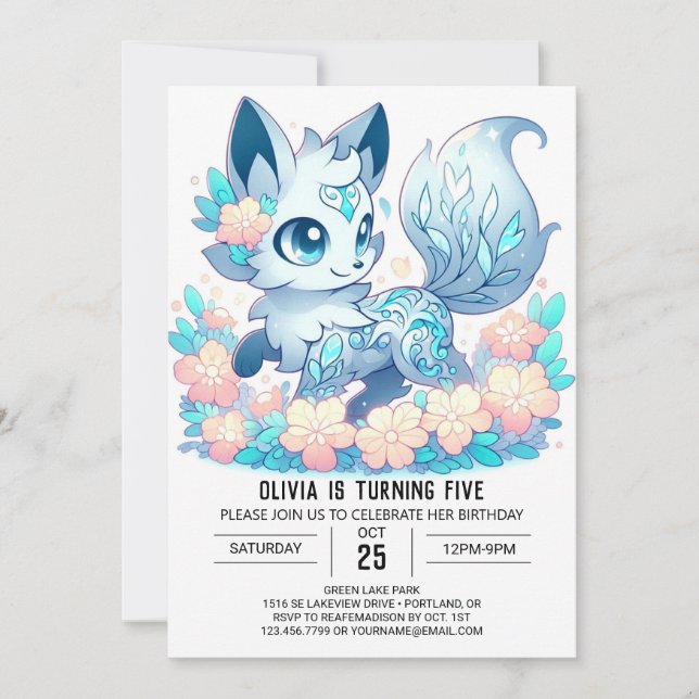 Cartoon Fun Fox Digitaler Geburtstag Einladung (Vorderseite)