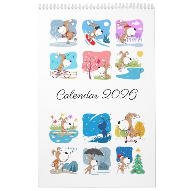 Cartoon Funny Cute Puppy Dog Lover 2026 Kalender (Titelbild)