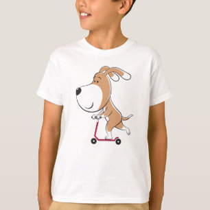 Cartoon Funny Dog Puppy Kick Scooter Junge T - Shi T-Shirt