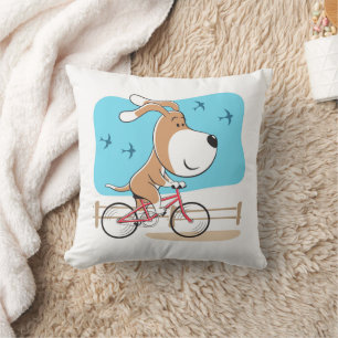 Cartoon Funny Dog Welpenfahrrad Radsport Kissen