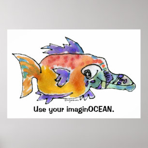 Cartoon Funny Fish 099 ImaginOCEAN Poster Groß