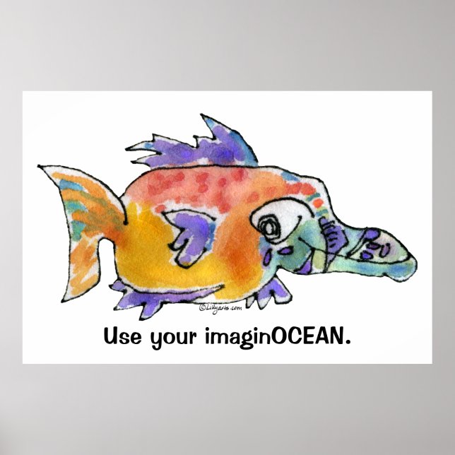 Cartoon Funny Fish 099 ImaginOCEAN Poster Groß (Vorne)