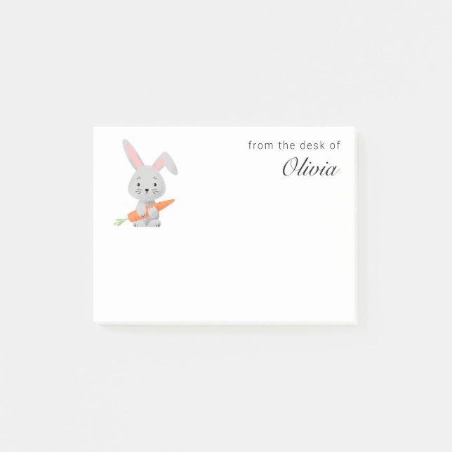 Cartoon Funny Niedlich Bunny Rabbit Carrot Post-it Klebezettel (Vorderseite)