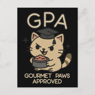 Cartoon Funny Scholar Cat Tunes Paws Feiertagspostkarte