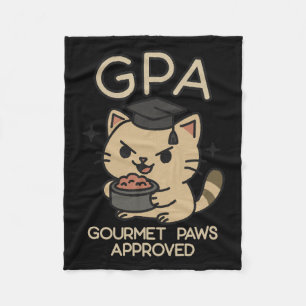 Cartoon Funny Scholar Cat Tunes Paws Fleecedecke