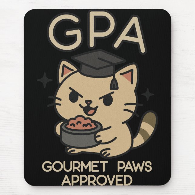 Cartoon Funny Scholar Cat Tunes Paws Mousepad (Vorne)