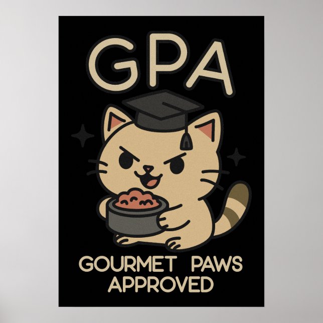 Cartoon Funny Scholar Cat Tunes Paws Poster (Vorne)