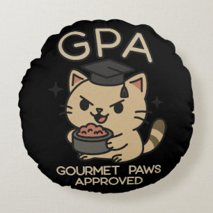 Cartoon Funny Scholar Cat Tunes Paws Rundes Kissen