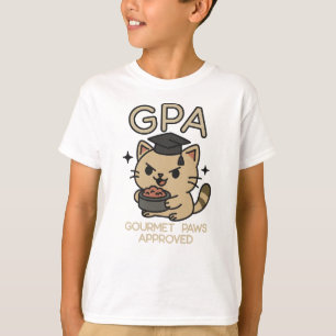 Cartoon Funny Scholar Cat Tunes Paws T-Shirt