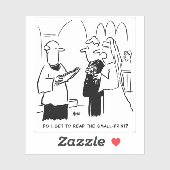 Cartoon für Braut- und Kleindruckhochzeiten. Aufkleber (Blatt)