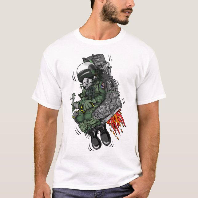Cartoon für den militärischen Kampfjet-Pilot T-Shirt (Vorderseite)