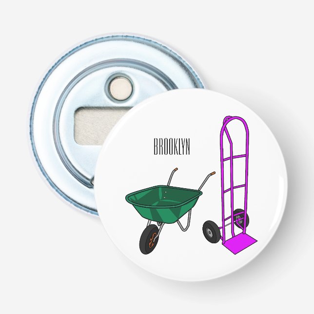 Cartoon für die Schubkarre und den Handwagen Flaschenöffner (Vorderseite)