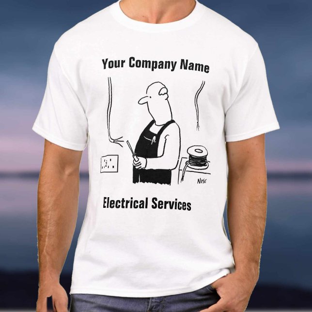 Cartoon für Elektrodienstleistungen. Elektrischer  T-Shirt (Von Creator hochgeladen)