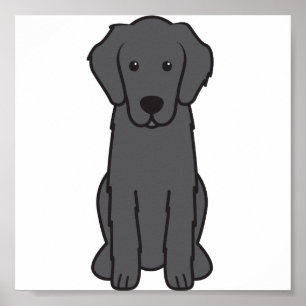 Cartoon für flach überzogene Retriever Poster