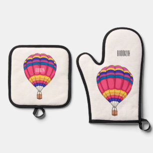 Cartoon für Heißluftballon Ofenhandschuh & Topflappen-Set