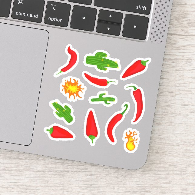 Cartoon für Kinder, Kakteen und Flammen Aufkleber (Detail)