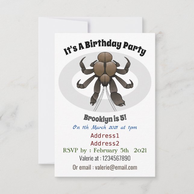 Cartoon für Kokosnuss Einladung (Vorderseite)