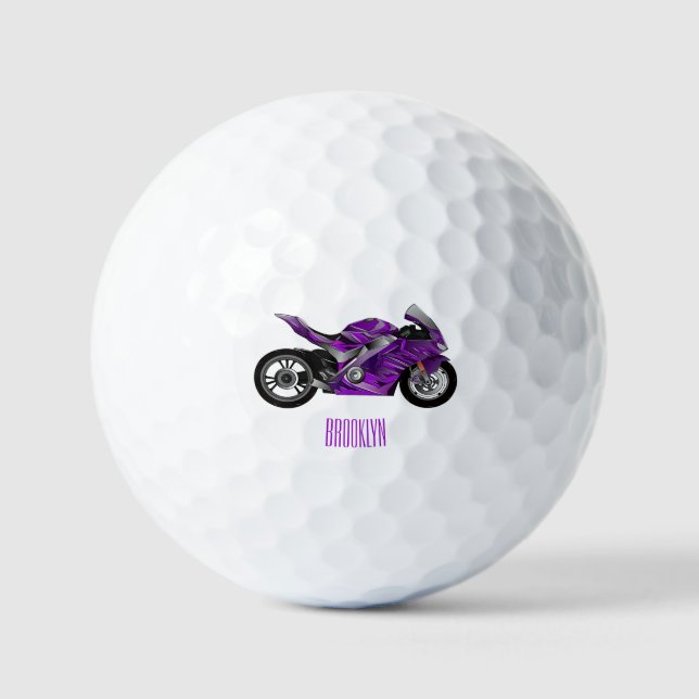 Cartoon für lila Motorräder Golfball (Vorderseite)