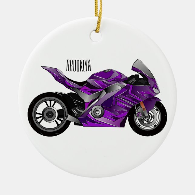 Cartoon für lila Motorräder Keramik Ornament (Vorne)