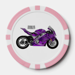 Cartoon für lila Motorräder Pokerchips