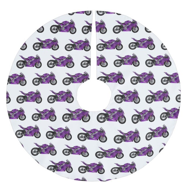 Cartoon für lila Motorräder Polyester Weihnachtsbaumdecke (Vorderseite)