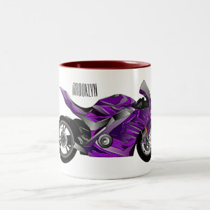 Cartoon für lila Motorräder Zweifarbige Tasse