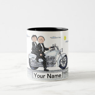 Cartoon für Motorräder, PrintedPerfection.com Zweifarbige Tasse
