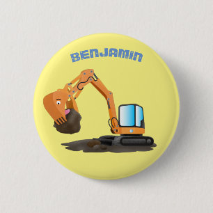 Cartoon für niedlich-orange-Bagger Button