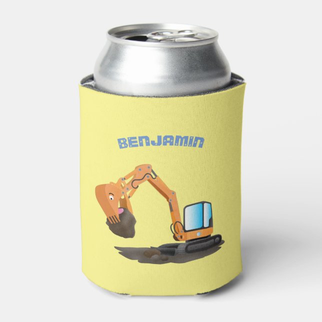 Cartoon für niedlich-orange-Bagger Dosenkühler (Kanne Vorderseite)