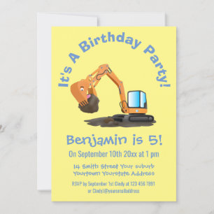 Cartoon für niedlich-orange-Bagger Einladung