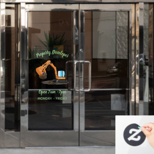 Cartoon für niedlich-orange-Bagger Fensteraufkleber