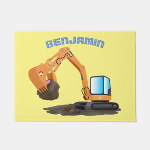 Cartoon für niedlich-orange-Bagger Fußmatte