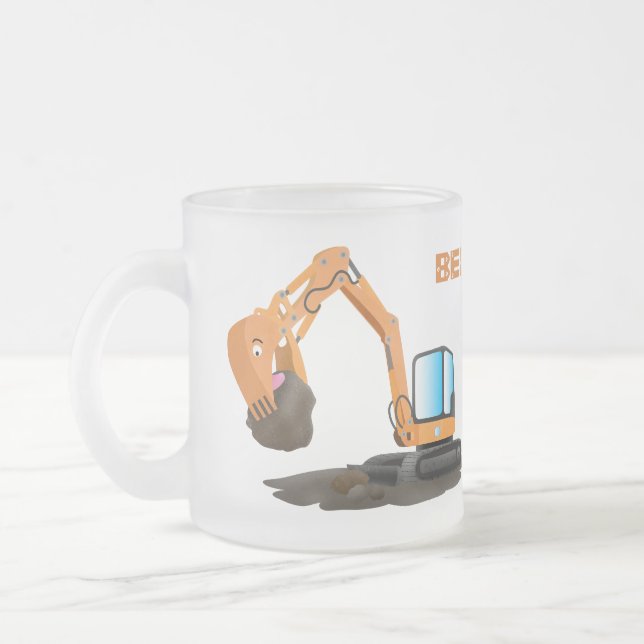 Cartoon für niedlich-orange-Bagger Mattglastasse (Links)