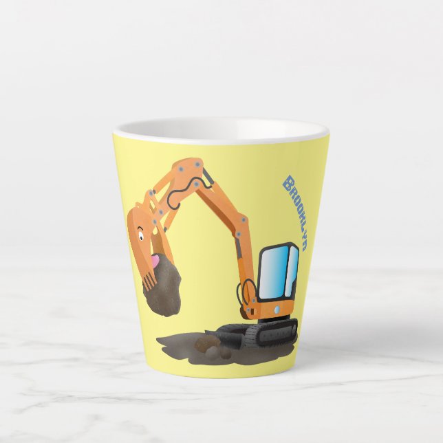 Cartoon für niedlich-orange-Bagger Milchtasse (Vorderseite)