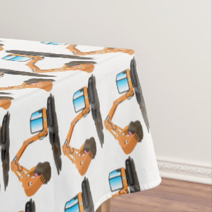 Cartoon für niedlich-orange-Bagger Tischdecke