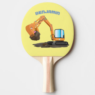 Cartoon für niedlich-orange-Bagger Tischtennis Schläger