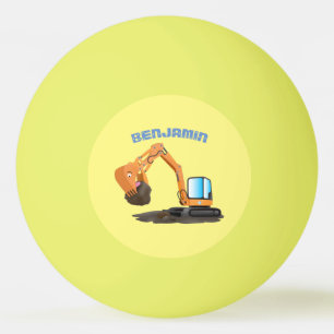 Cartoon für niedlich-orange-Bagger Tischtennisball