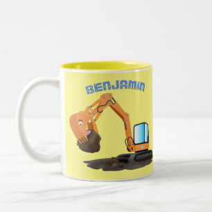 Cartoon für niedlich-orange-Bagger Zweifarbige Tasse
