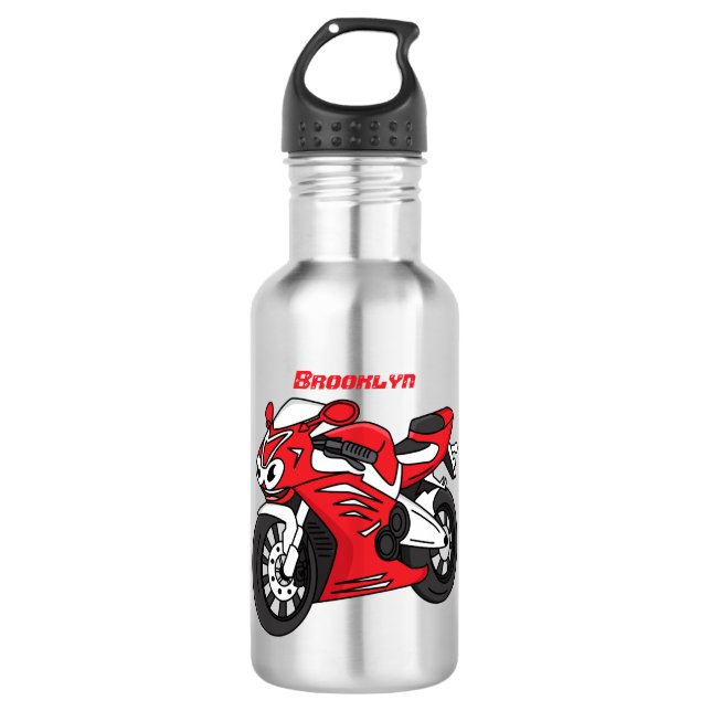 Cartoon für niedliche Motorräder Edelstahlflasche (Vorderseite)