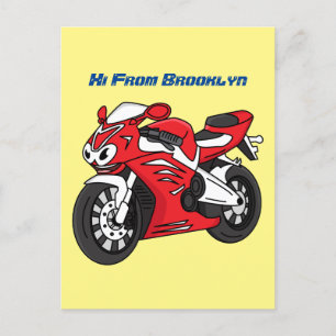 Cartoon für niedliche Motorräder Postkarte