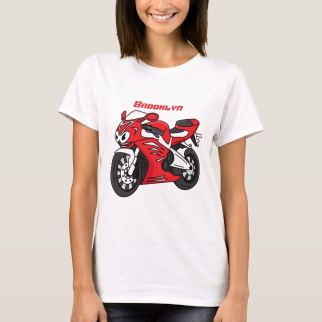 Cartoon für niedliche Motorräder T-Shirt (Vorderseite)