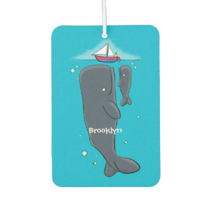 Cartoon für niedliche Wale und Segelboote Autolufterfrischer