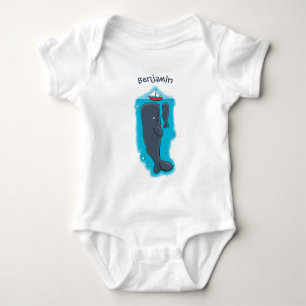 Cartoon für niedliche Wale und Segelboote Baby Strampler