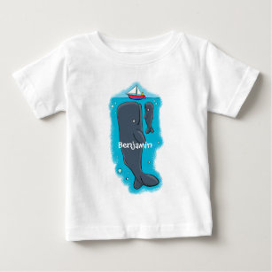 Cartoon für niedliche Wale und Segelboote Baby T-shirt