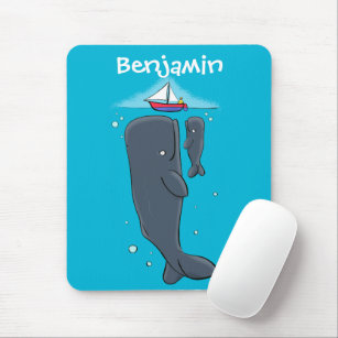 Cartoon für niedliche Wale und Segelboote Mousepad